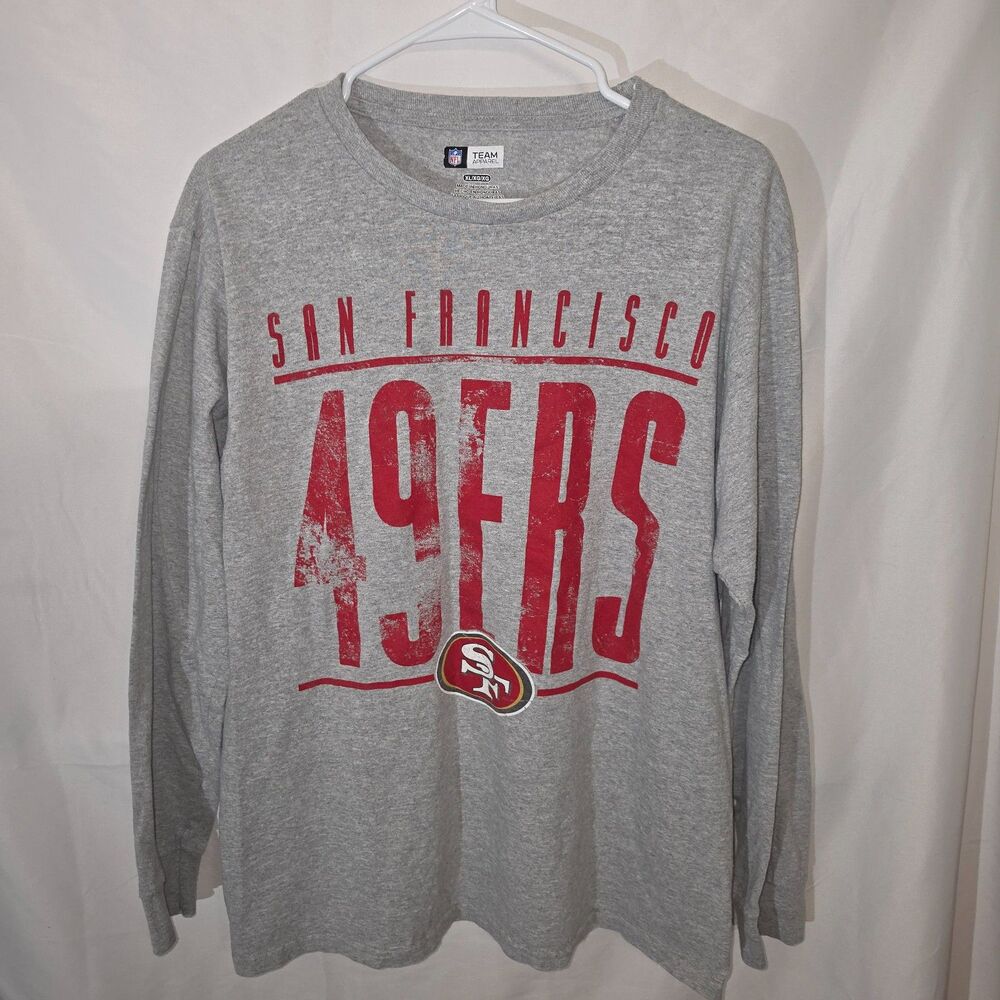 #0256 NFL Team Apparel San Francisco 49ers Long Sleeve Shirt Grey Distressed XL
